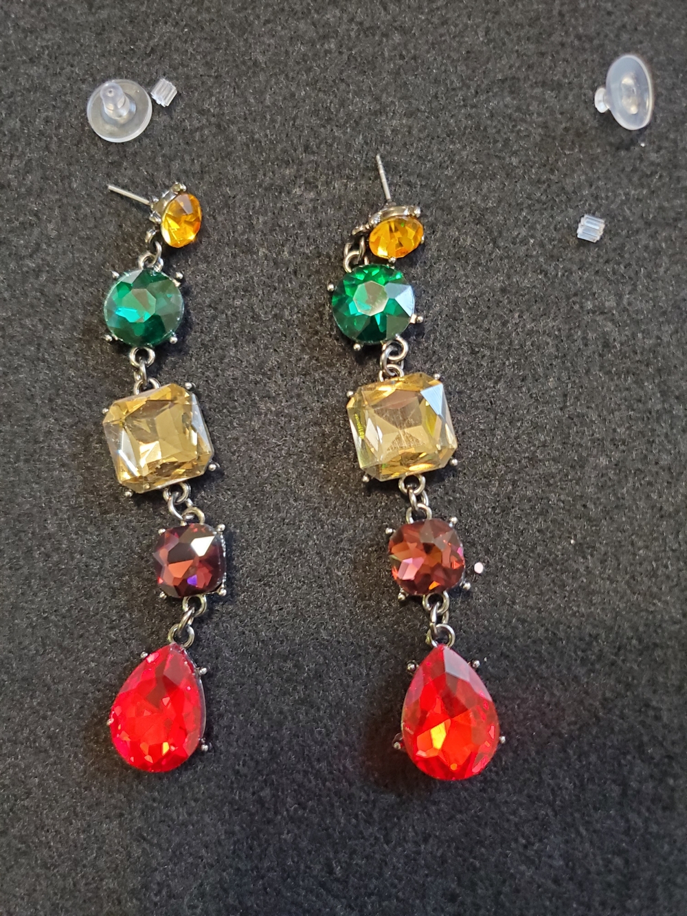 Multicolor Gem Drop Dangle Earrings - Brand Not Visible